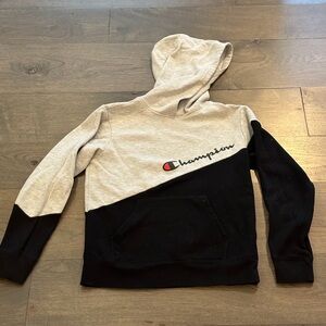 Champion Youth Kids Colorblock Hoodie - Gray and Black size large
